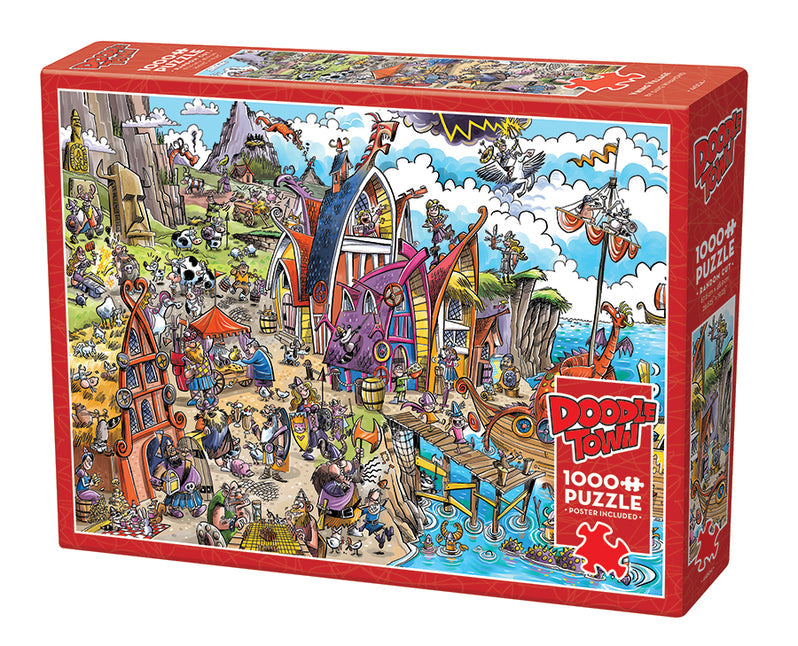 Cobble Hill Puzzle: Doodletown: Viking Village 1000pc | Pandora's Boox