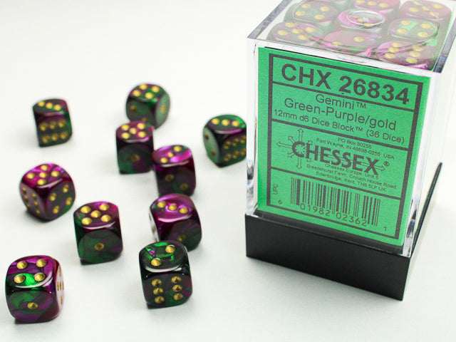 Chessex 36D6 Green-Purple/gold CHX26834
