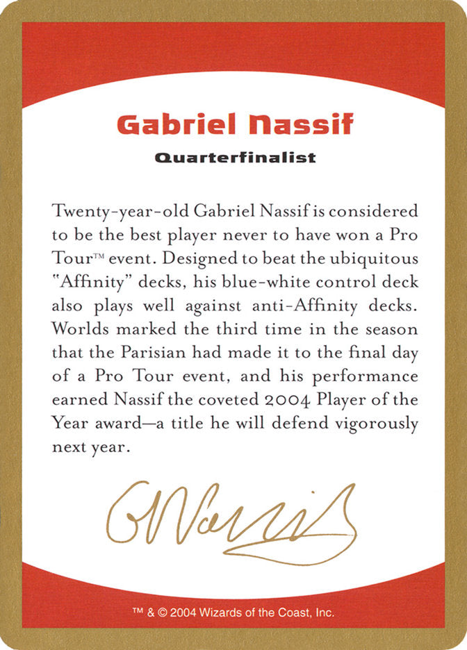 Gabriel Nassif Bio [World Championship Decks 2004] | Pandora's Boox