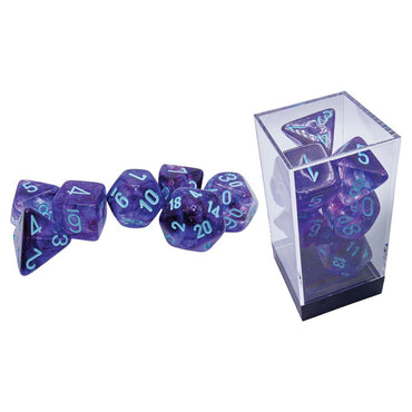 Chessex Dice (7pc) CHX2257 Nebula Nocturnal / Turquoise Mega-hedral