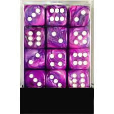 Chessex D6 Dice Festive Violet/white CHX27857