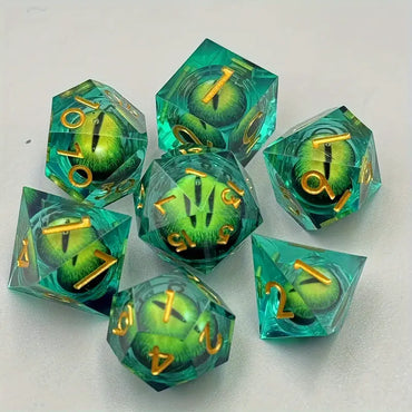 Liquid Core Polyhedral Dice RPG SET: Green