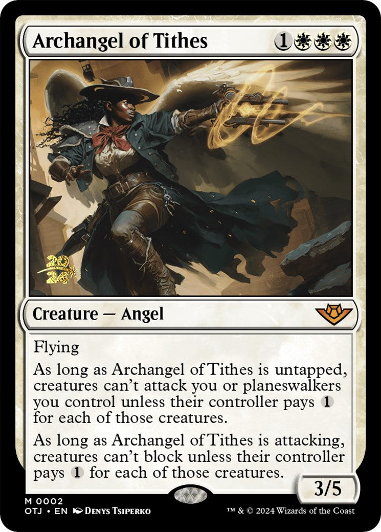 Archangel of Tithes [Outlaws of Thunder Junction Prerelease Promos] | Pandora's Boox