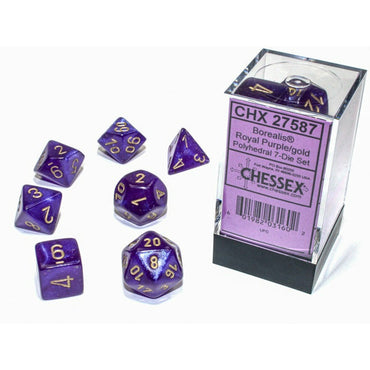 Chessex Dice (7pc) Chx22587 Borealis Royal Purple/gold