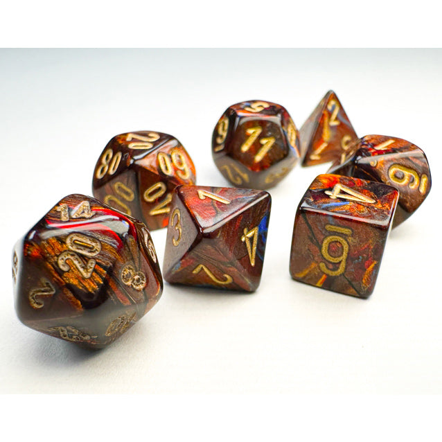 Chessex chx20419 Mini Polyhedral Scarab: Blue Blood/Gold