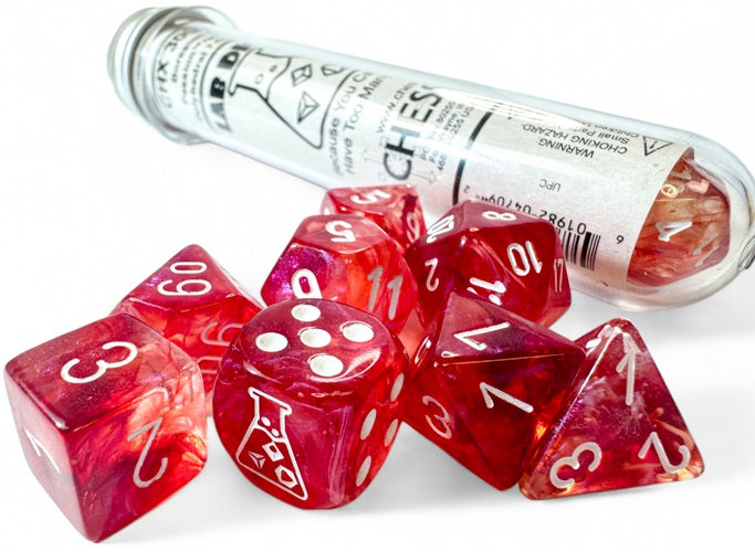 Chessex Lab Dice (8pc) CHX30070 Passion/white