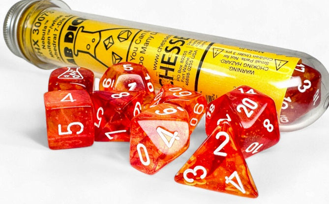 Chessex Lab Dice (8pc) CHX30073 Molten/white