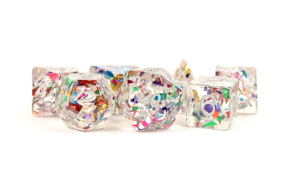 16mm Resin Poly Dice Set Rainbow Foil Dice Set