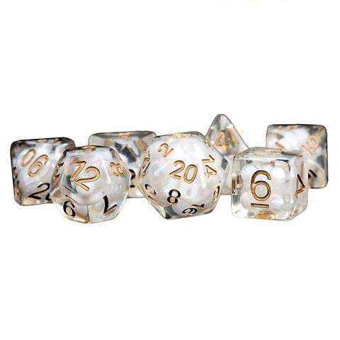 16mm Resin Poly Dice Set Pearl w/copper Dice Set