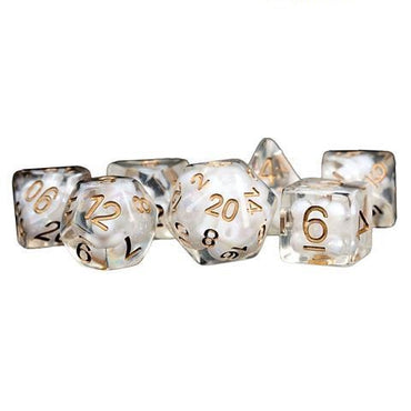 16mm Resin Poly Dice Set Pearl w/copper Dice Set