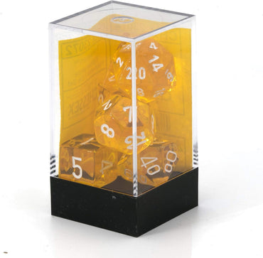Chessex Dice (7pc) Chx23072 Translucent Yellow/white