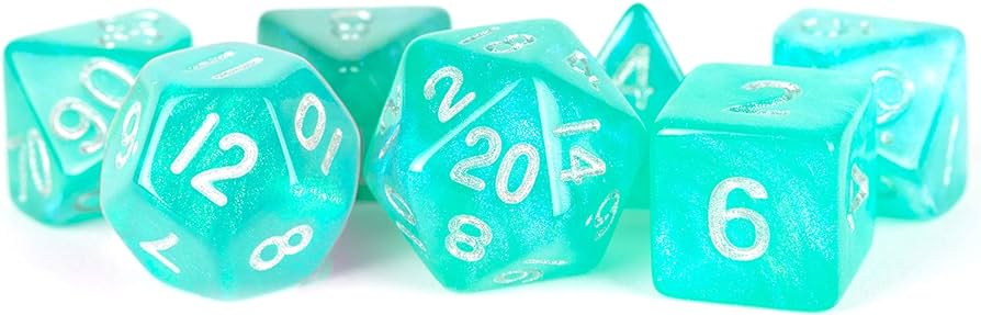 16mm Resin Poly Dice Set Stardust: Turquoise Dice Set