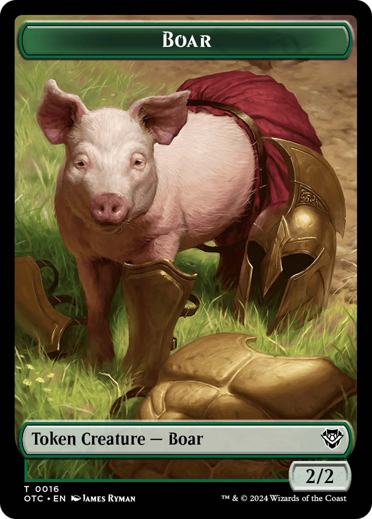 Boar // Manifest Double-Sided Token [Outlaws of Thunder Junction Commander Tokens] | Pandora's Boox
