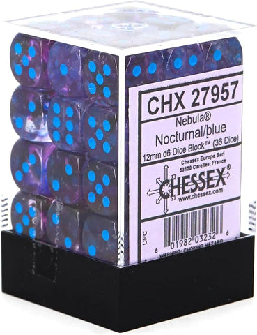 Chessex D6 Dice Vortex: 36D6 Nocturnal Blue CHX27957