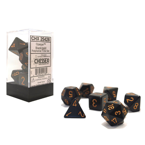 CHX25428 Black/Gold opaque Polyhedral 7-die set