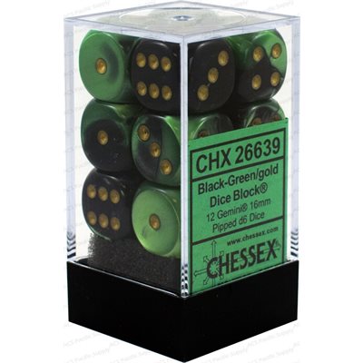 12 16mm D6 Gemini Black-Green/gold CHX26639