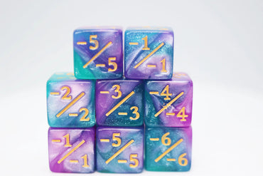 Counter dice for MTG (-/-)Shimmer Blue/Purple