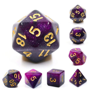 Black & Purple Galaxy RPG Dice 7pc Set | Pandora's Boox