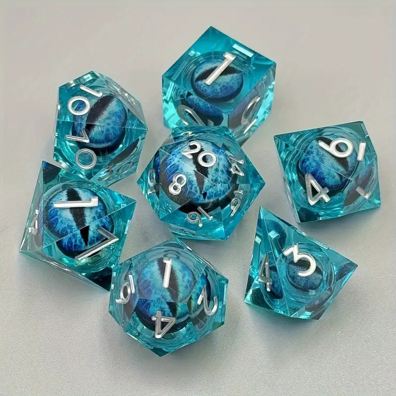 Liquid Core Polyhedral Dice RPG SET: Blue