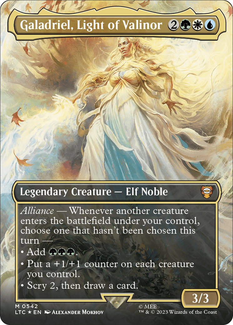 Galadriel, Light of Valinor (Borderless) (Surge Foil) [The Lord of the Rings: Tales of Middle-Earth Commander] | Pandora's Boox