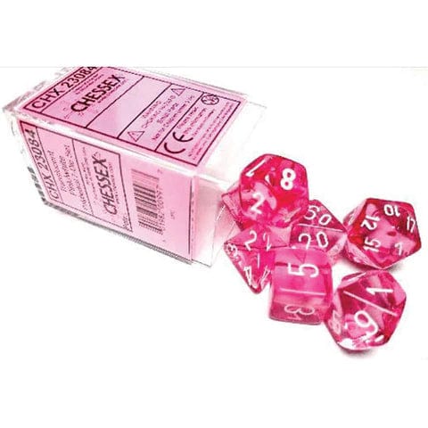 Chessex Dark Blue/White Chx23084 Translucent Pink/white