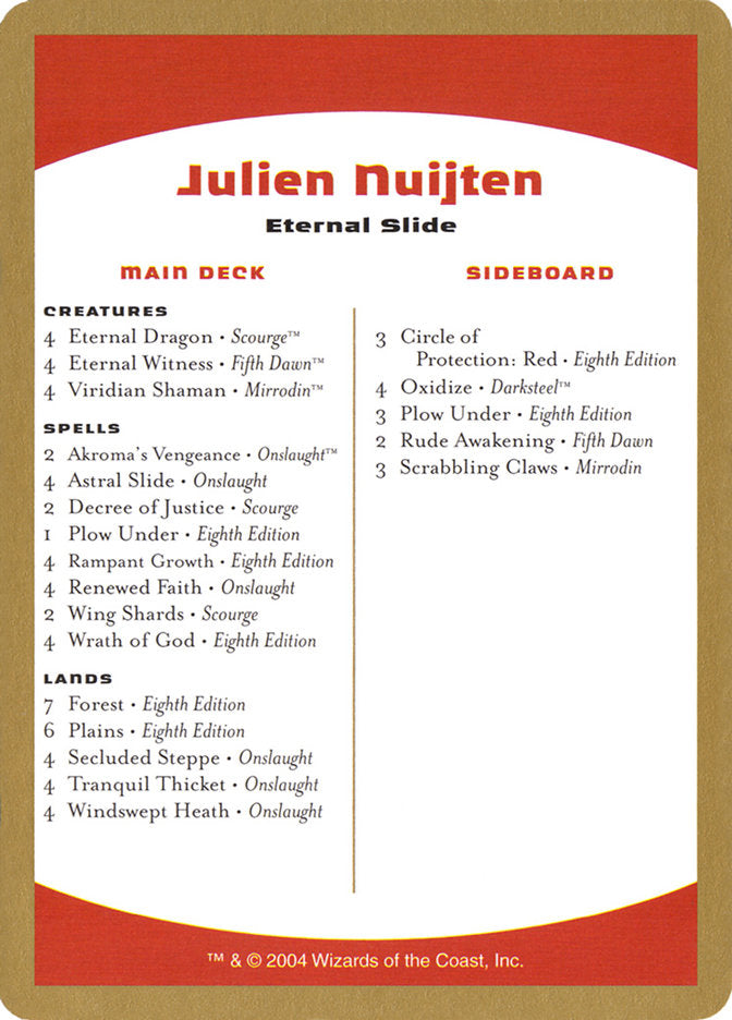 Julien Nuijten Decklist [World Championship Decks 2004] | Pandora's Boox