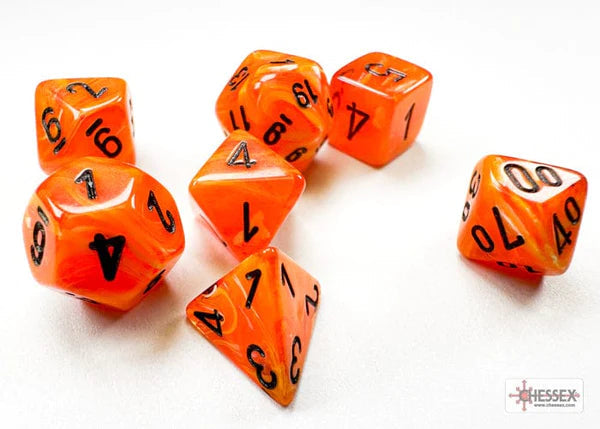 Chessex chx20433: Mini Polyhedral 7-Die Set: Vortex: Orange/Black