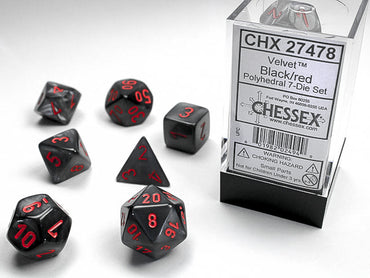 Chessex Dice (7pc) Velvet Black/red Chx27478