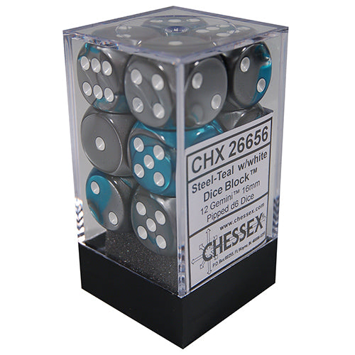 12 16mm D6 Gemini Steel-Teal/white CHX26656