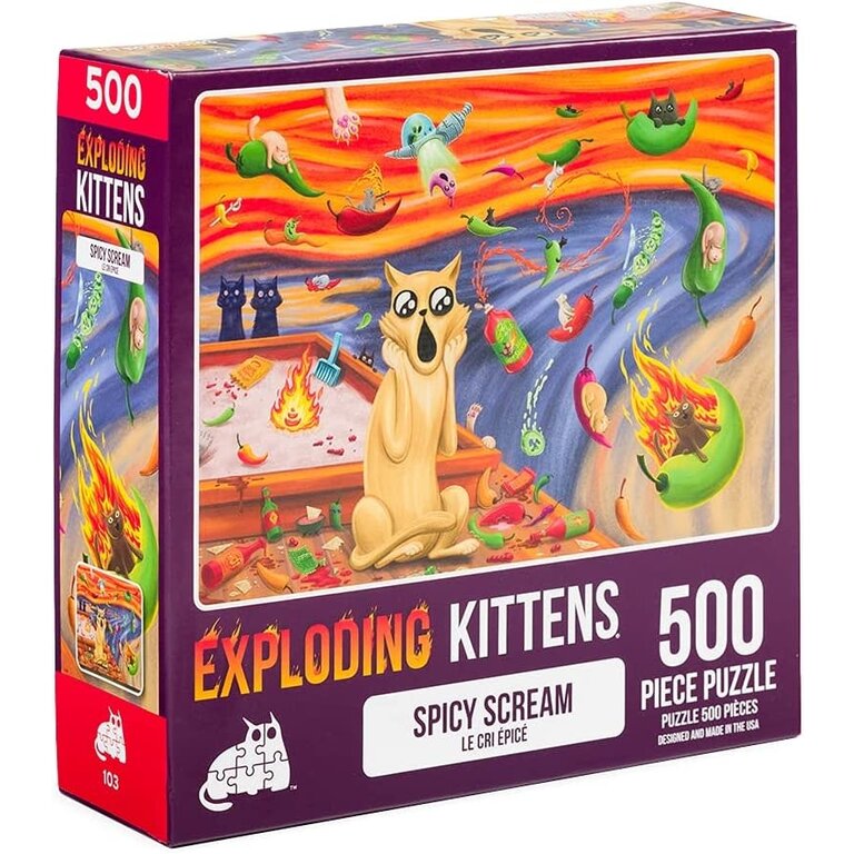 Exploding Kittens, Spicy Scream 500 Piece Jigsaw Puzzle | Pandora's Boox