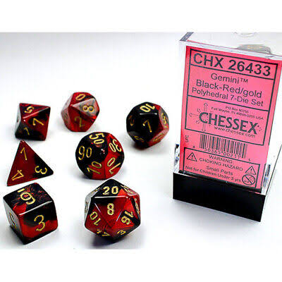 Chessex chx20633 Mini Polyhedral Gemini Black-red/Gold