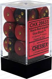 12 16mm D6 Gemini Black-Red/gold CHX26633