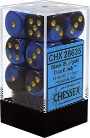 12 16mm D6 Gemini Black-Blue/gold CHX26635