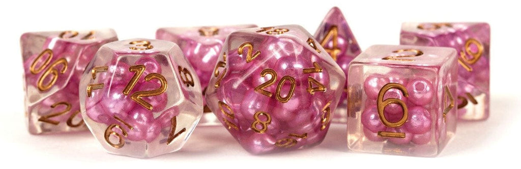 16mm Resin Poly Dice Set Pearl Pink w/copper Dice Set | Pandora's Boox