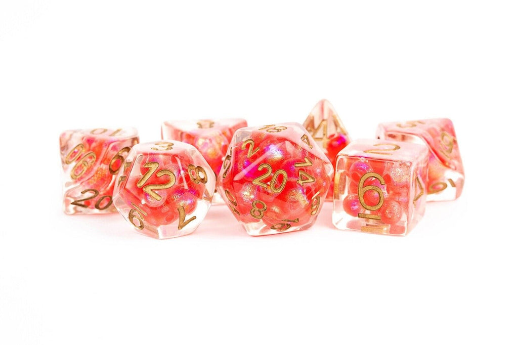 16mm Resin Poly Dice Set Pearl Red w/copper Dice Set | Pandora's Boox