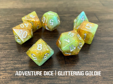 Adventure Dice Polyhedral 7pc Set: Glittering Goldie