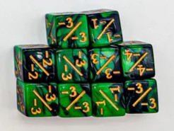 Counter dice for MTG (-/-) Pearl Green/Black