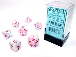 Chessex 7pc Dice Pop Art/red CHX2539 | Pandora's Boox