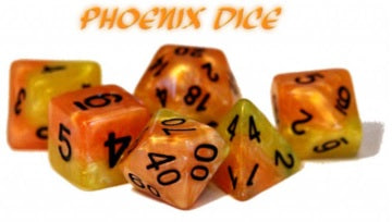 Halfsies Dice:  Fiery Orange & Phoenix Tail Yellow