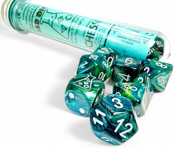 Chessex Lab Dice (8pc) CHX30072 Lustrous Neptune/grey