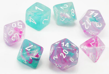 Chessex chx20545: Mini Polyhedral 7-Die Set Nebula Wisteria/white