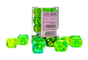 Chessex 7pc Dice Gemini Chx26666 Green-Teal/yellow
