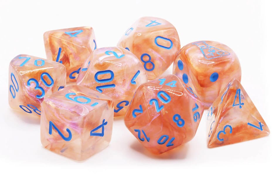 Chessex Lab Dice (8pc) Rose Gold light/blue | Pandora's Boox
