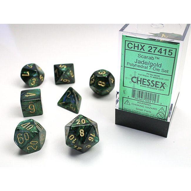 Chessex Dice (7pc) Vortex bright Green/black CHX27415