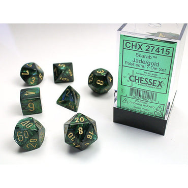 Chessex Dice (7pc) Vortex bright Green/black CHX27415