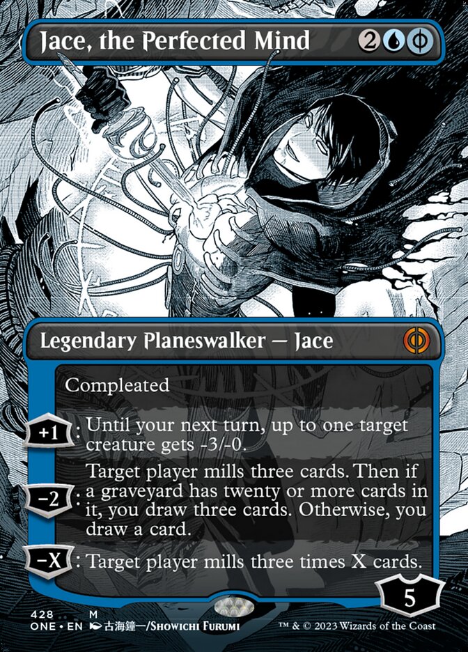 Jace, the Perfected Mind (Borderless Manga Step-and-Compleat Foil) [Phyrexia: All Will Be One] | Pandora's Boox