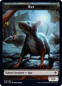 Rat // Food (17) Double-Sided Token [Throne of Eldraine Tokens] | Pandora's Boox