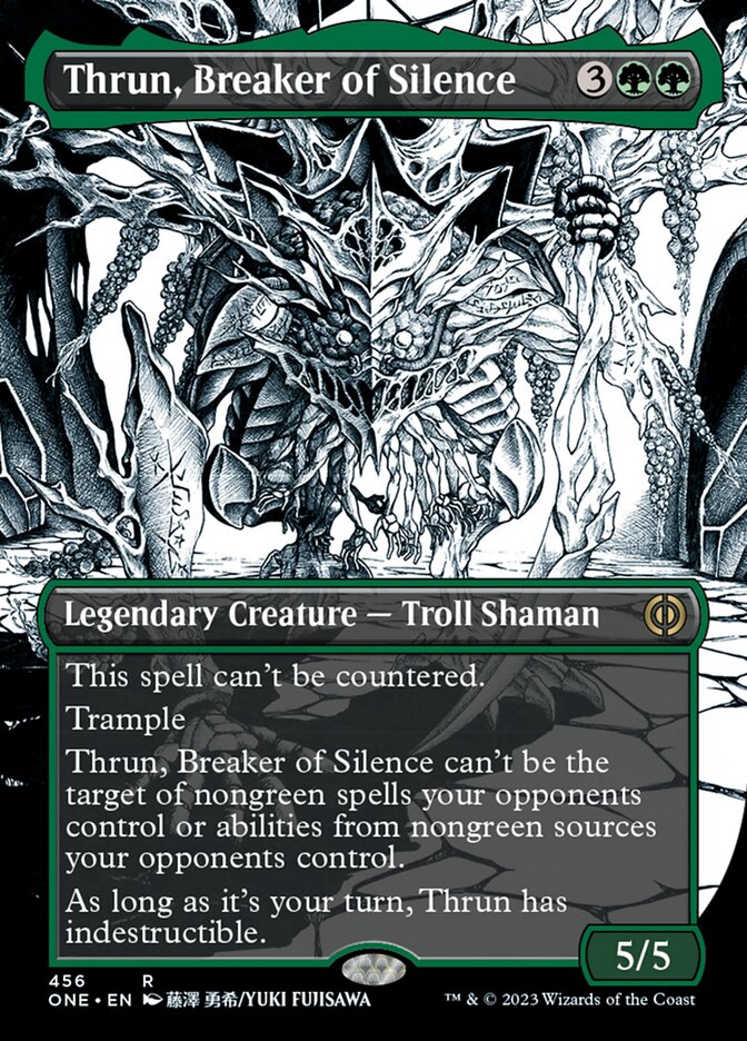 Thrun, Breaker of Silence (Borderless Manga Step-and-Compleat Foil) [Phyrexia: All Will Be One] | Pandora's Boox