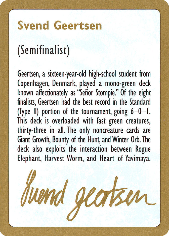 Svend Geertsen Bio [World Championship Decks 1997] | Pandora's Boox
