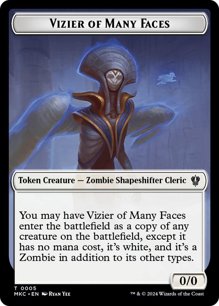 Vizier of Many Faces // Zombie Double-Sided Token [Murders at Karlov Manor Commander Tokens] | Pandora's Boox